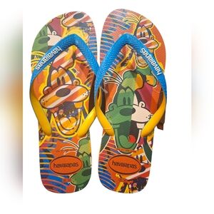 Disney x Havaianas GOOFY Yellow & Blue Brazilian Flip Flops Men's Size 13 US NEW